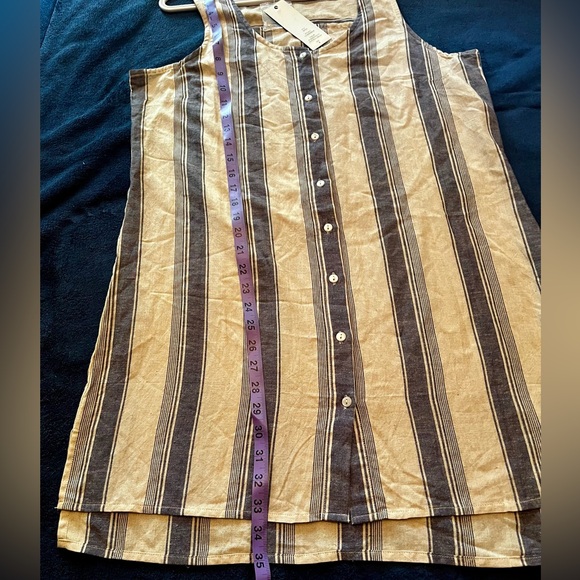 NWT Olive & Oak Sleeveless Striped Button Down Tank Dress Size L - Picture 7 of 8